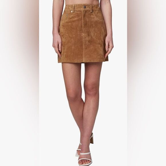 NWT Blank NYC Genuine Leather Real Suede Mini Skirt Size 27 - Picture 1 of 11